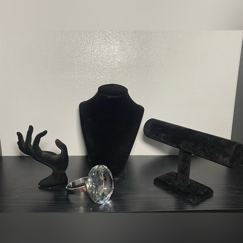 Jewelry organization with Silver Ring with Clear Gem